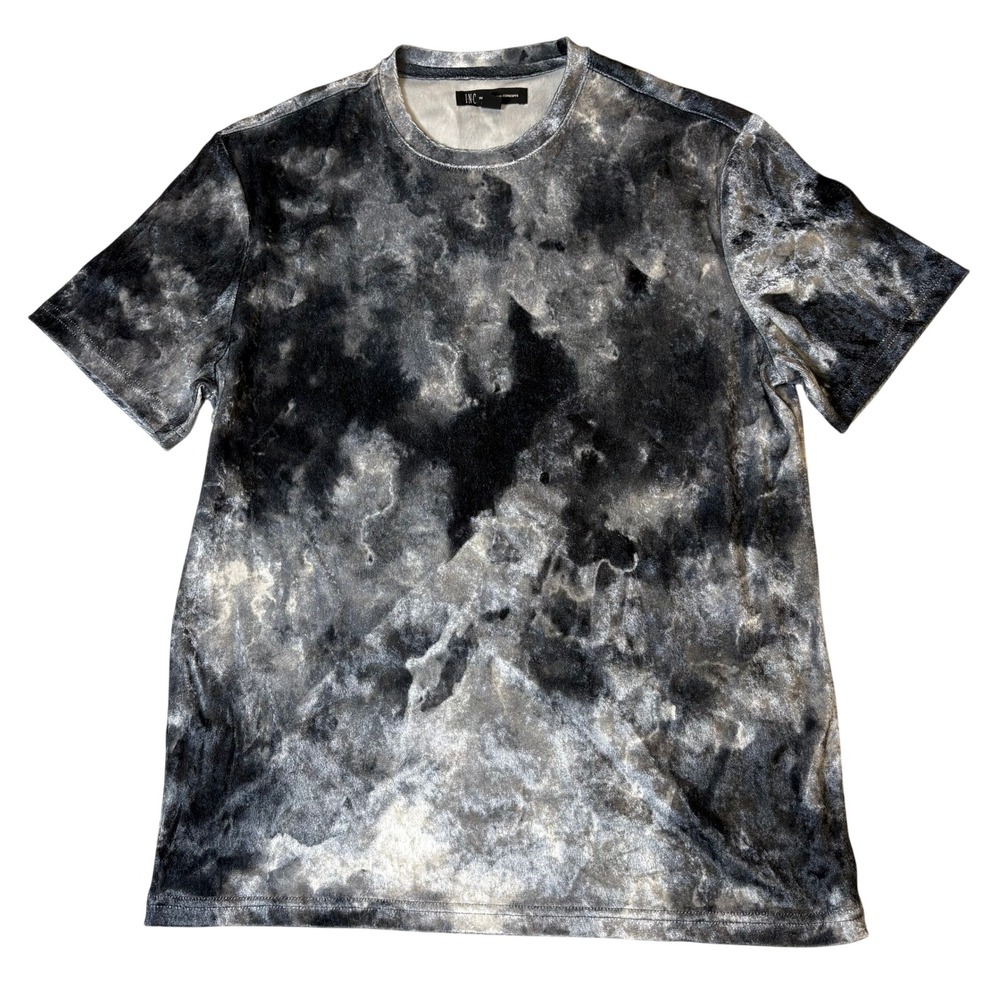 INC International Concepts Womens Small Grey Tie Dye Velvet Short Sleeve Tee